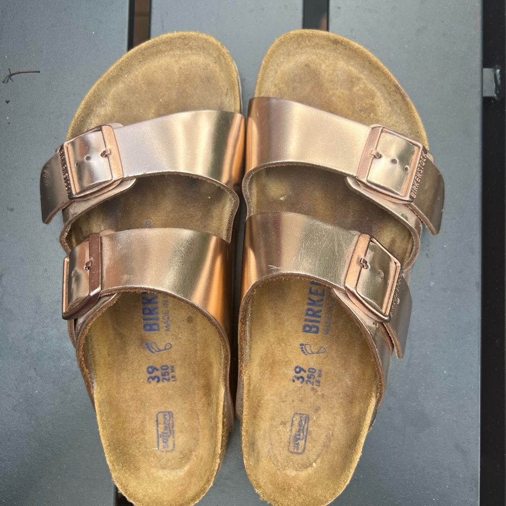Birkenstock Arizona soft footbed metallic rose gold size 39